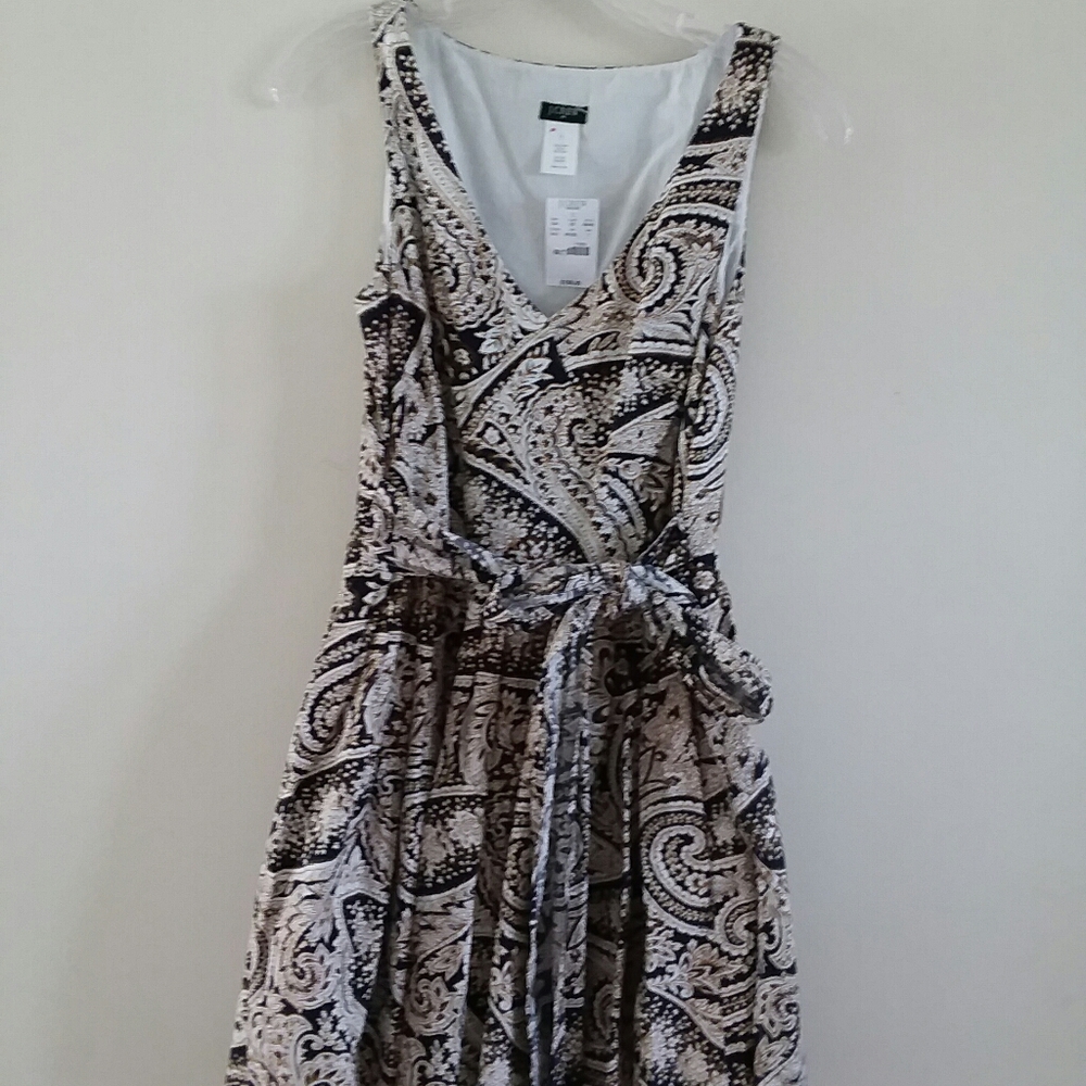 J.CREW SLEEVELESS V-NECK PAISLEY PATTERN DRESS  2